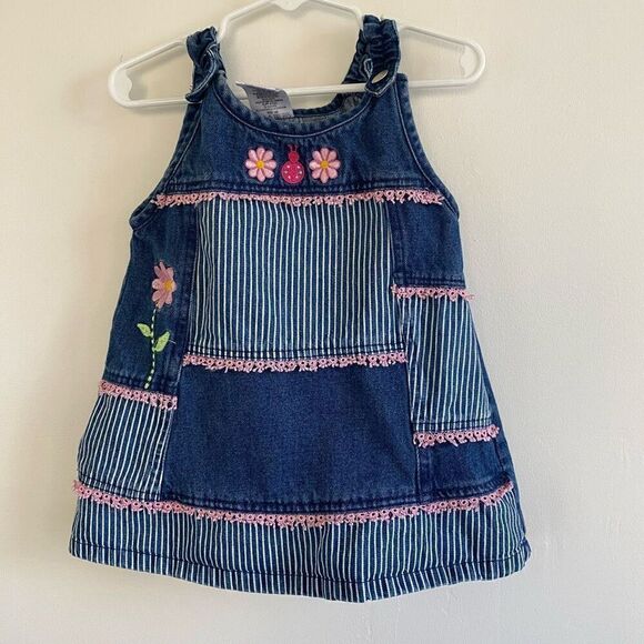 Vintage Other - Vintage Denim Patchwork Dress with Embroidered Floral Details